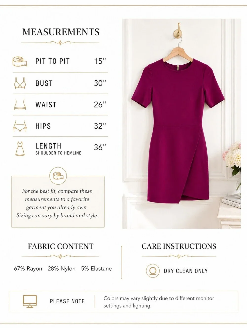 Bar III Magenta Sheath Dress | Size XS | Short Sleeve Faux Wrap Mini Career